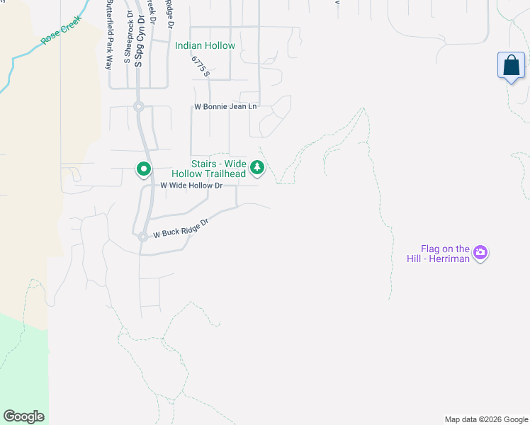 map of restaurants, bars, coffee shops, grocery stores, and more near 6583 West Cedar Butte Circle in Herriman