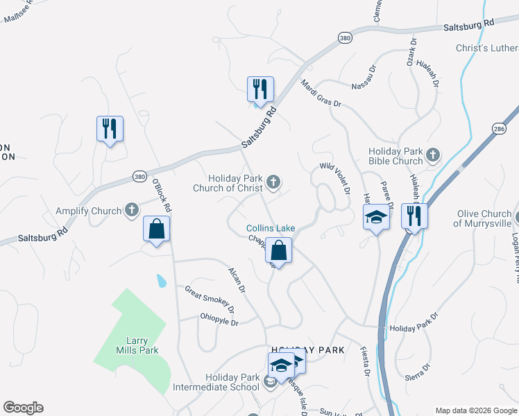 map of restaurants, bars, coffee shops, grocery stores, and more near 1473 Abers Creek Road in Pittsburgh