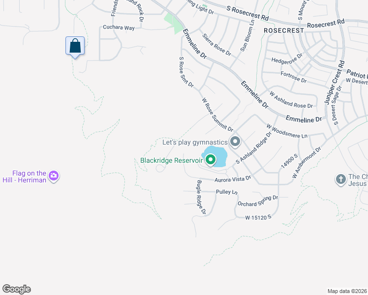 map of restaurants, bars, coffee shops, grocery stores, and more near 14878 South Lake Ridge Circle in Herriman