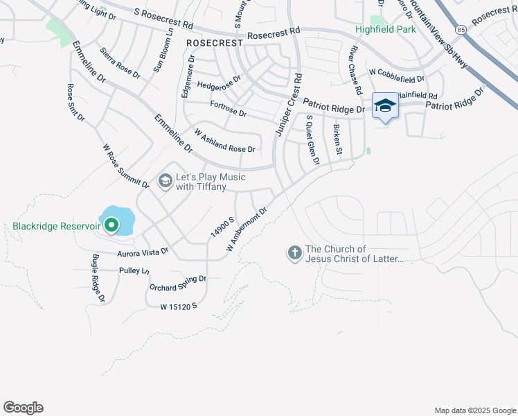 map of restaurants, bars, coffee shops, grocery stores, and more near 14879 South Headrose Drive in Herriman