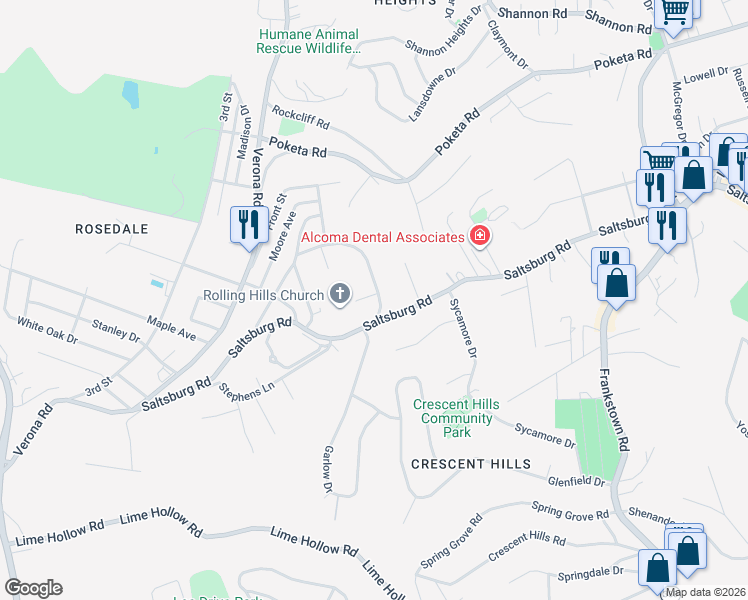 map of restaurants, bars, coffee shops, grocery stores, and more near 101 Gernert Drive in Verona