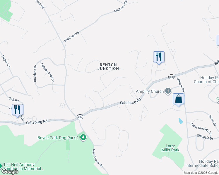 map of restaurants, bars, coffee shops, grocery stores, and more near 9238 Wedgewood Drive in Pittsburgh