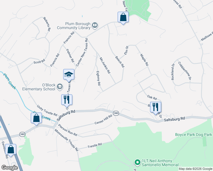 map of restaurants, bars, coffee shops, grocery stores, and more near 318 McJunkin Road in Pittsburgh