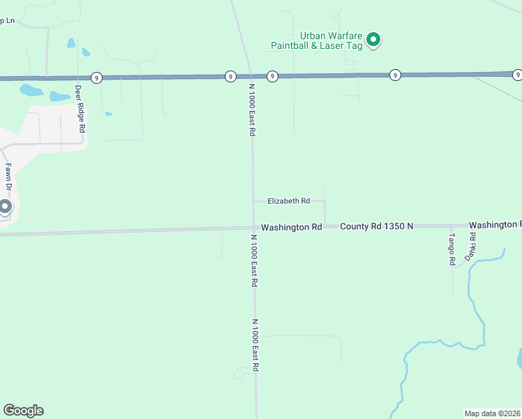 map of restaurants, bars, coffee shops, grocery stores, and more near 10024 Elizabeth Road in Bloomington
