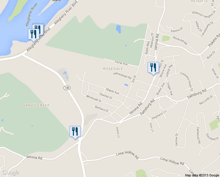 map of restaurants, bars, coffee shops, grocery stores, and more near 1411 Maple Avenue in Verona