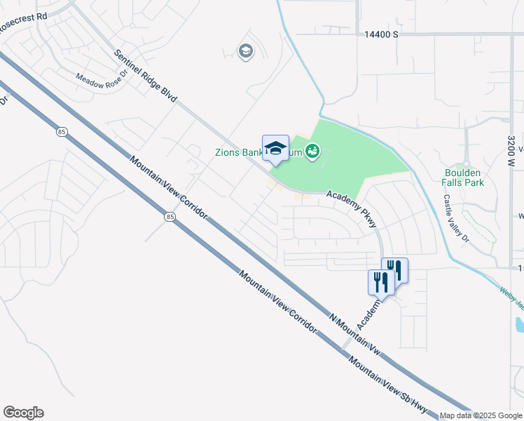 map of restaurants, bars, coffee shops, grocery stores, and more near 3870 Rock Hound Way in Herriman
