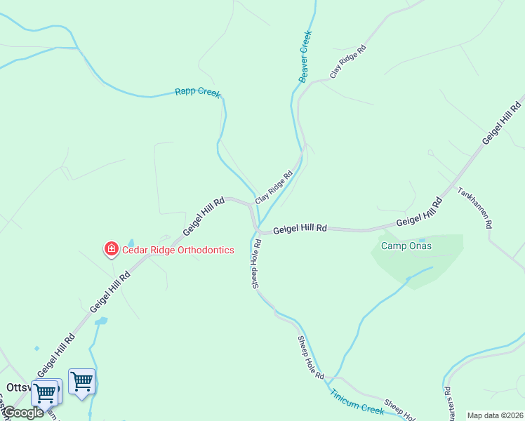 map of restaurants, bars, coffee shops, grocery stores, and more near 657 Geigel Hill Road in Ottsville