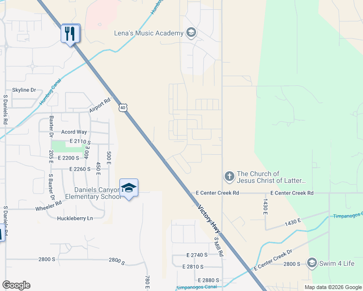 map of restaurants, bars, coffee shops, grocery stores, and more near 2117 U.S. 40 in Heber City