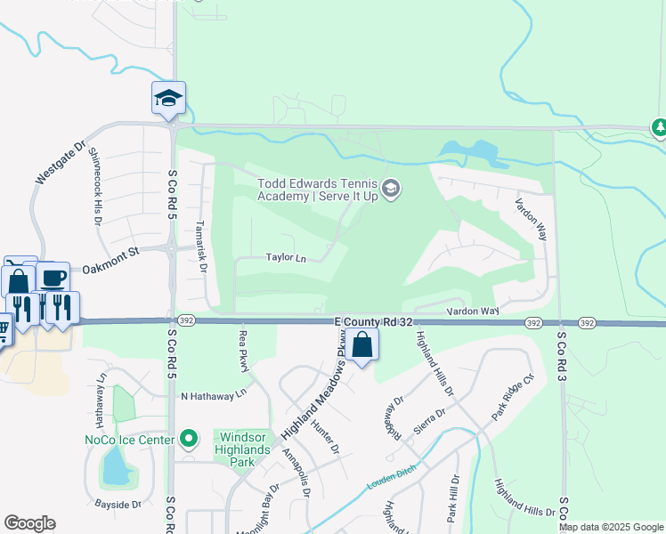 map of restaurants, bars, coffee shops, grocery stores, and more near 5424 Taylor Lane in Fort Collins