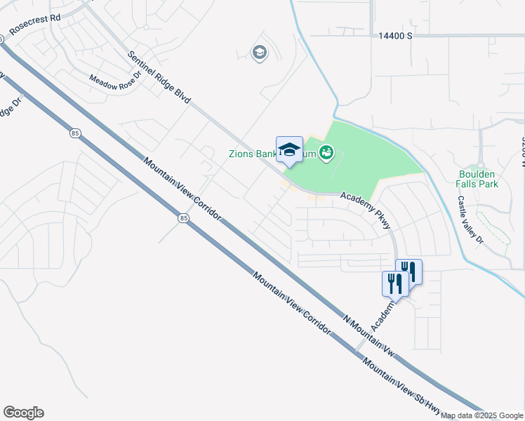 map of restaurants, bars, coffee shops, grocery stores, and more near Diorite Court in Salt Lake County