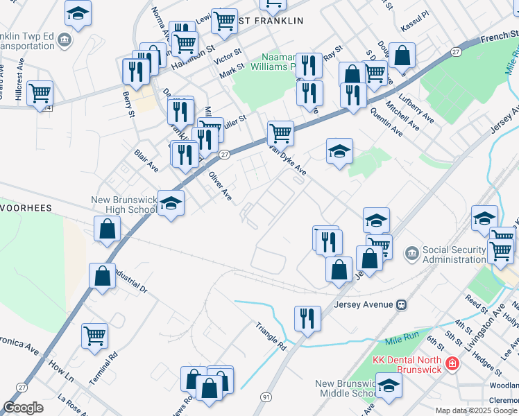 map of restaurants, bars, coffee shops, grocery stores, and more near 412 Edpas Road in New Brunswick