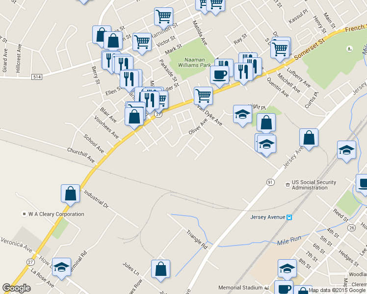 map of restaurants, bars, coffee shops, grocery stores, and more near 412 Edpas Road in New Brunswick