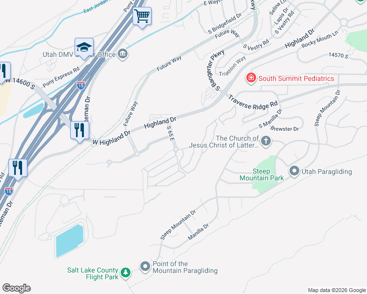 map of restaurants, bars, coffee shops, grocery stores, and more near 111 Chandlerpoint Way in Draper