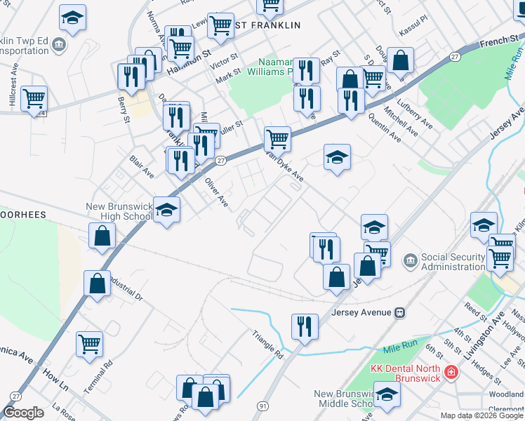 map of restaurants, bars, coffee shops, grocery stores, and more near 412 Edpas Road in New Brunswick