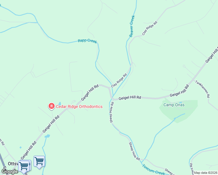 map of restaurants, bars, coffee shops, grocery stores, and more near 657 Geigel Hill Road in Ottsville