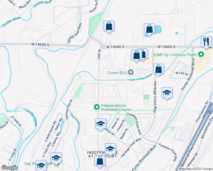 map of restaurants, bars, coffee shops, grocery stores, and more near 965 West Rutledge Road in Bluffdale