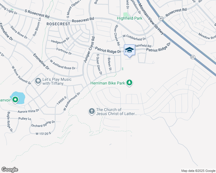 map of restaurants, bars, coffee shops, grocery stores, and more near 4898 West Juniper Bend Drive in Herriman
