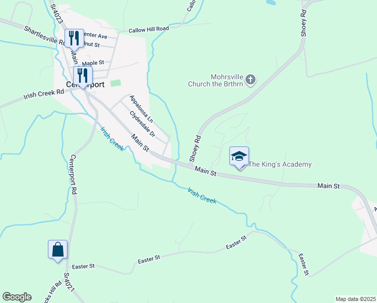 map of restaurants, bars, coffee shops, grocery stores, and more near 1951 Shoey Road in Mohrsville