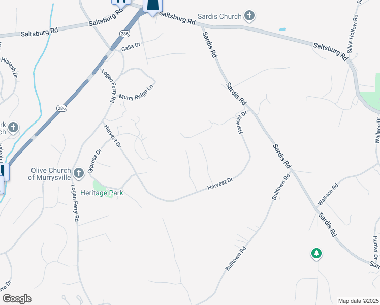 map of restaurants, bars, coffee shops, grocery stores, and more near 3160 Barberry Court in Murrysville