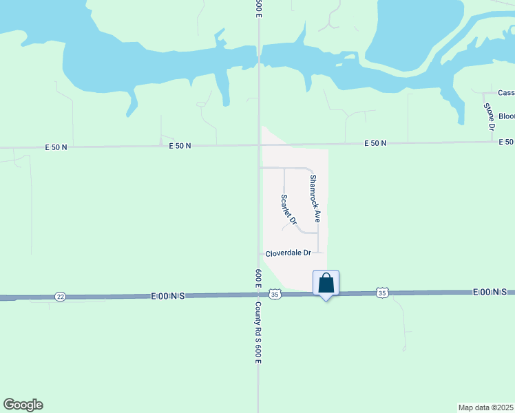 map of restaurants, bars, coffee shops, grocery stores, and more near 299 600 East in Greentown
