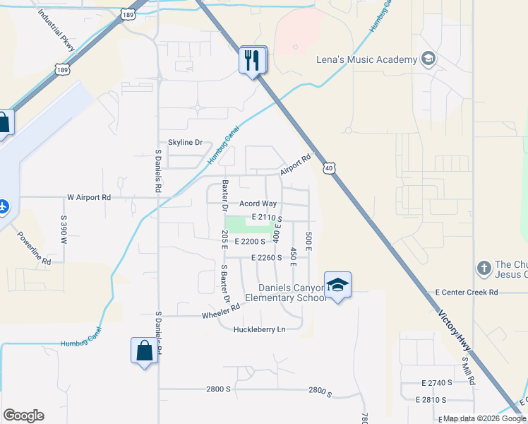 map of restaurants, bars, coffee shops, grocery stores, and more near 351 East 2110 South in Heber City