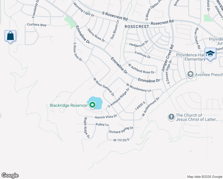 map of restaurants, bars, coffee shops, grocery stores, and more near 5356 West Rose Summit Drive in Herriman