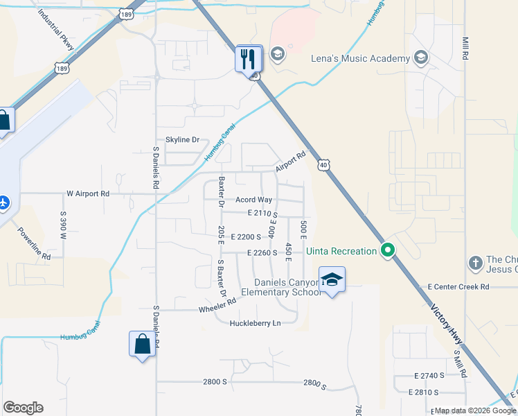 map of restaurants, bars, coffee shops, grocery stores, and more near 351 East 2110 South in Heber City