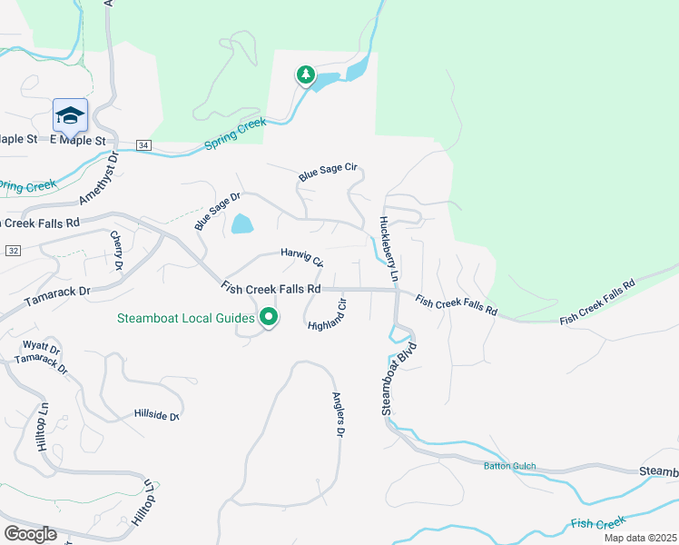 map of restaurants, bars, coffee shops, grocery stores, and more near 1504 Fish Creek Falls Road in Steamboat Springs