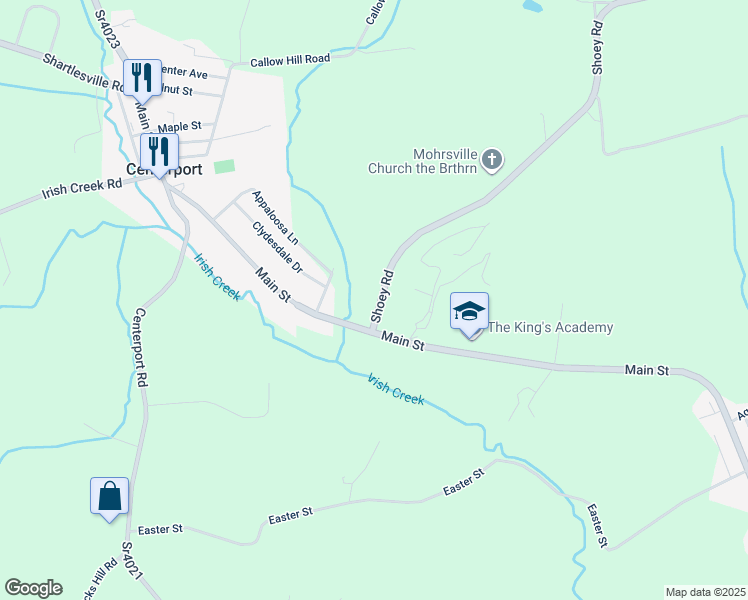 map of restaurants, bars, coffee shops, grocery stores, and more near 1951 Shoey Road in Mohrsville