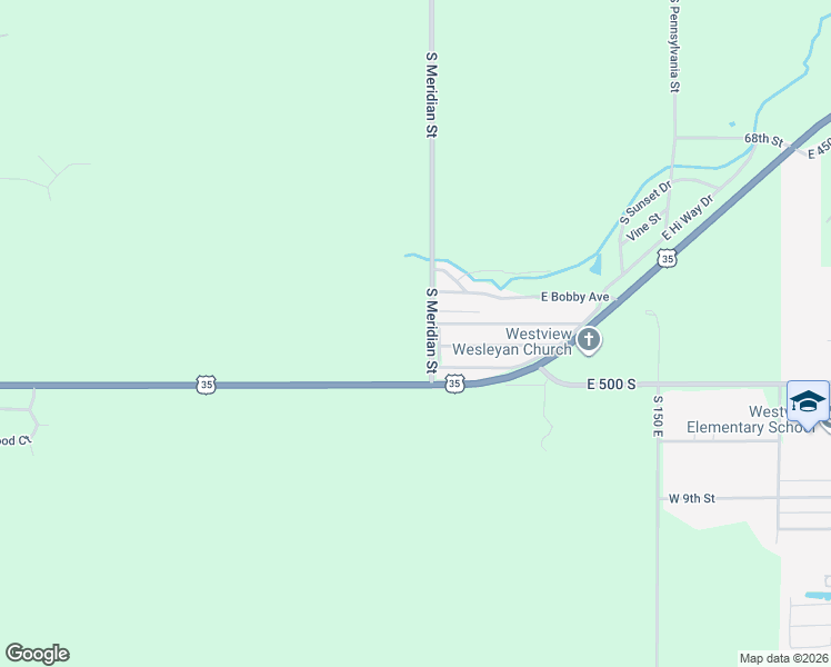 map of restaurants, bars, coffee shops, grocery stores, and more near 7252 South Meridian Street in Marion
