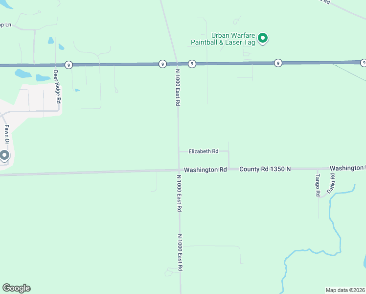 map of restaurants, bars, coffee shops, grocery stores, and more near 10024 Elizabeth Road in Bloomington