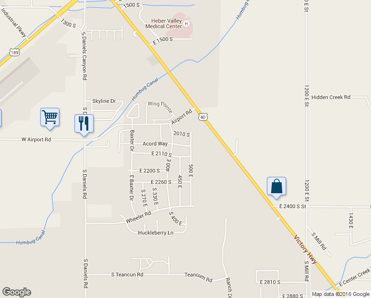 map of restaurants, bars, coffee shops, grocery stores, and more near 474 East Acord Way in Heber City