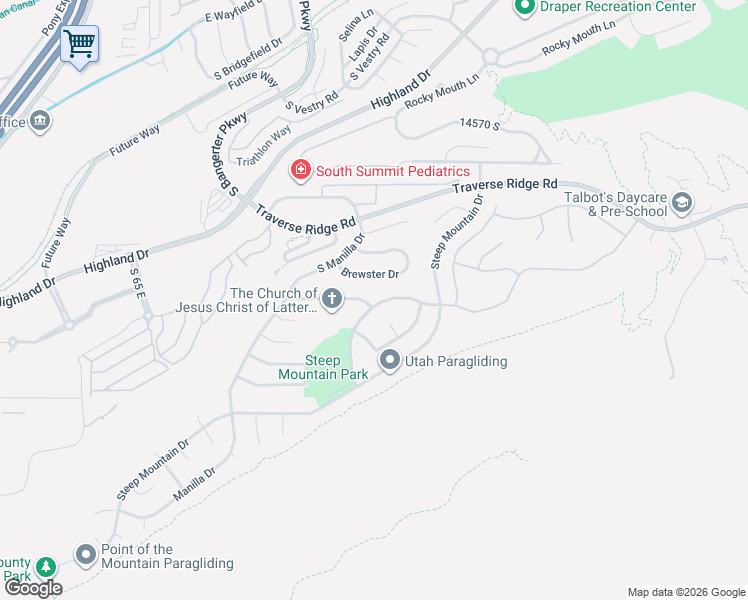 map of restaurants, bars, coffee shops, grocery stores, and more near 427 East Parowan Way in Draper