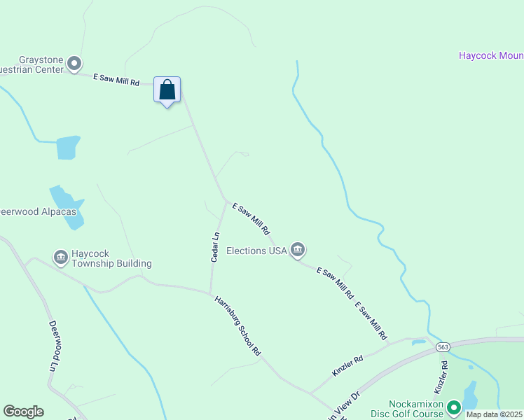 map of restaurants, bars, coffee shops, grocery stores, and more near 1827 East Saw Mill Road in Quakertown