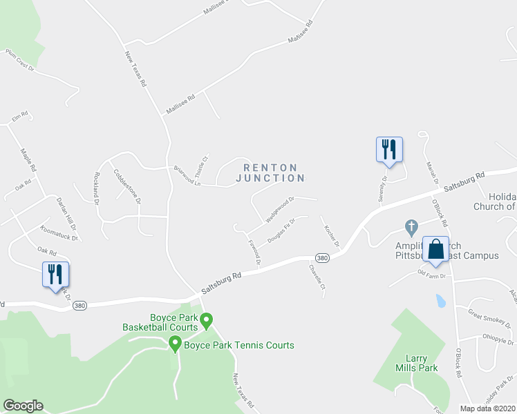 map of restaurants, bars, coffee shops, grocery stores, and more near 212 Red Oak Drive in Pittsburgh