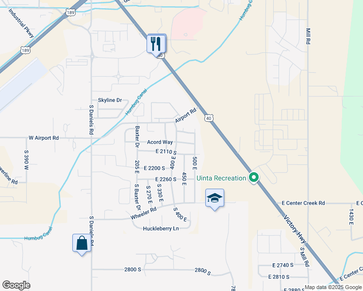 map of restaurants, bars, coffee shops, grocery stores, and more near 430 Acord Way in Heber City