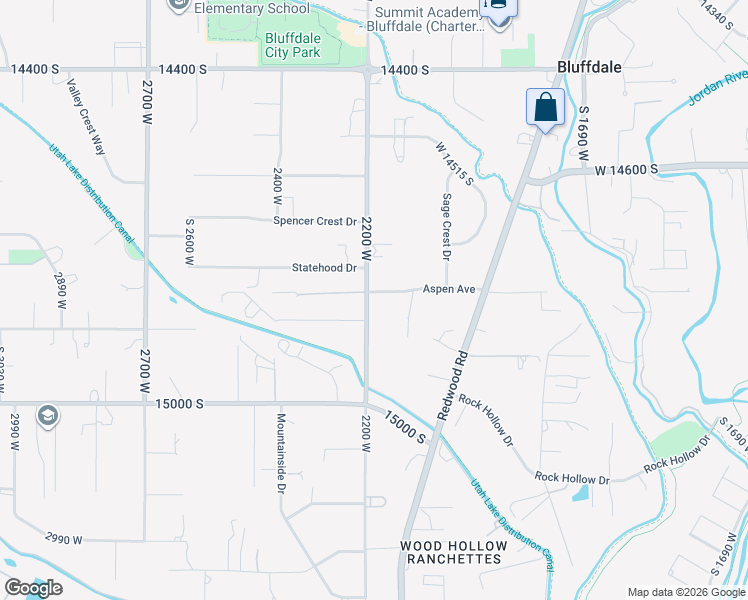 map of restaurants, bars, coffee shops, grocery stores, and more near 14815 2200 West in Riverton