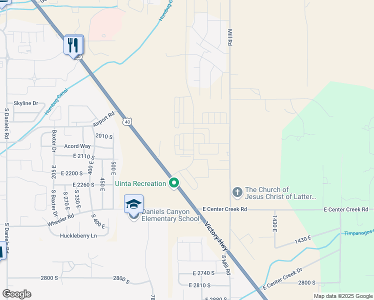 map of restaurants, bars, coffee shops, grocery stores, and more near 2117 U.S. 40 in Heber City
