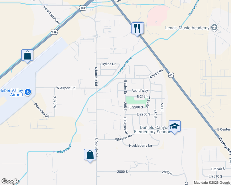 map of restaurants, bars, coffee shops, grocery stores, and more near 106 Mountain Valley Court in Heber City