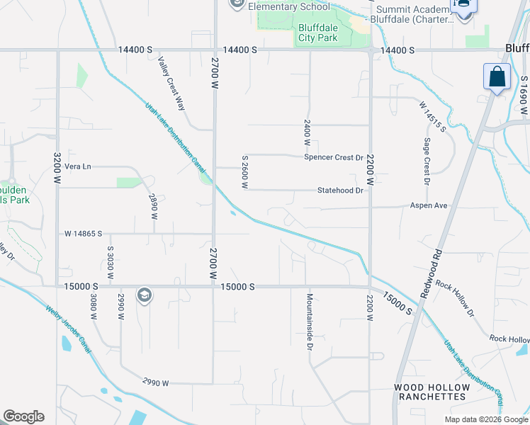 map of restaurants, bars, coffee shops, grocery stores, and more near 2602 West 14865 South in Bluffdale