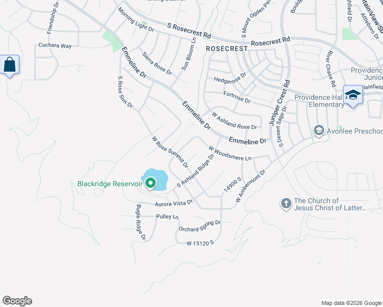 map of restaurants, bars, coffee shops, grocery stores, and more near 5356 West Rose Summit Drive in Herriman