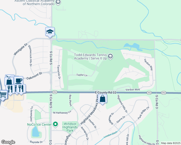 map of restaurants, bars, coffee shops, grocery stores, and more near 5424 Taylor Lane in Fort Collins