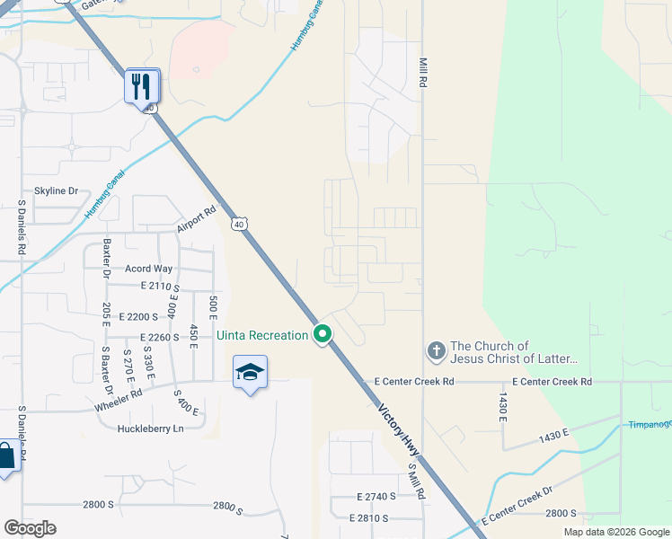 map of restaurants, bars, coffee shops, grocery stores, and more near 2063 South 920 East in Heber City