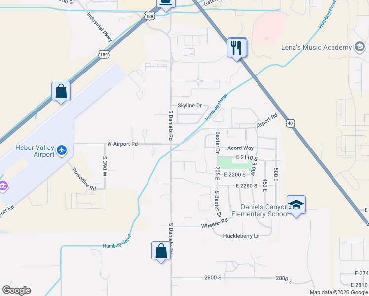 map of restaurants, bars, coffee shops, grocery stores, and more near 114 Mountain Valley Court in Heber City