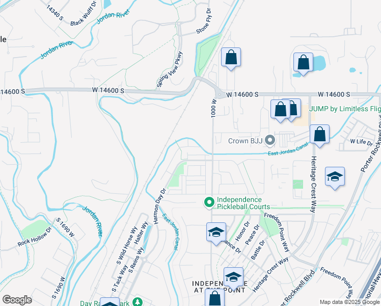 map of restaurants, bars, coffee shops, grocery stores, and more near 1056 West Painted Horse Lane in Bluffdale