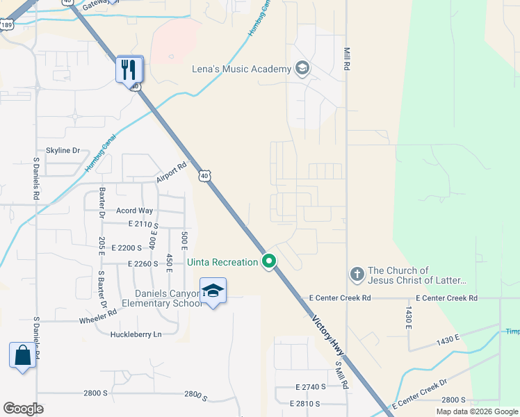 map of restaurants, bars, coffee shops, grocery stores, and more near 2117 U.S. 40 in Heber City