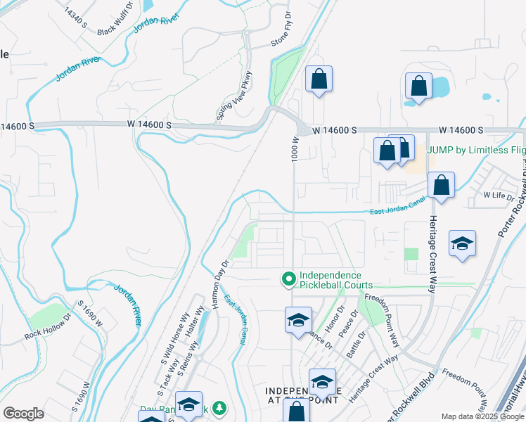 map of restaurants, bars, coffee shops, grocery stores, and more near 1056 West Painted Horse Lane in Bluffdale