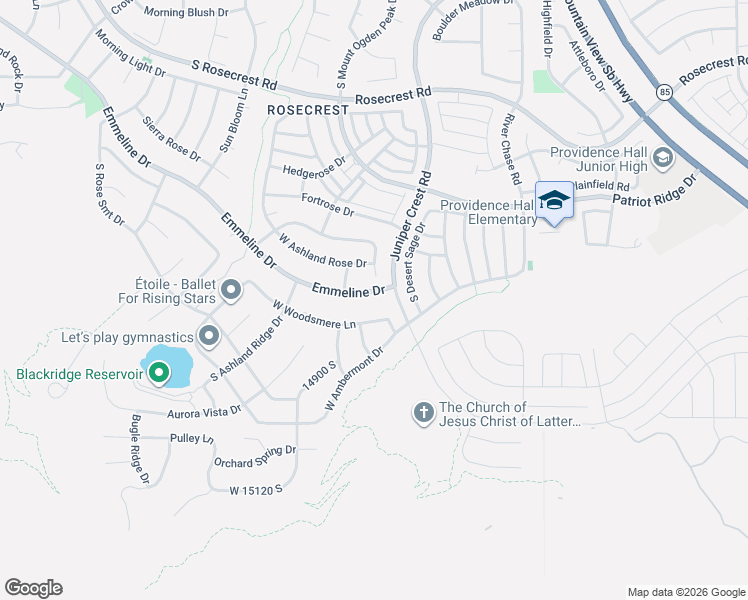 map of restaurants, bars, coffee shops, grocery stores, and more near 5079 Emmeline Drive in Herriman