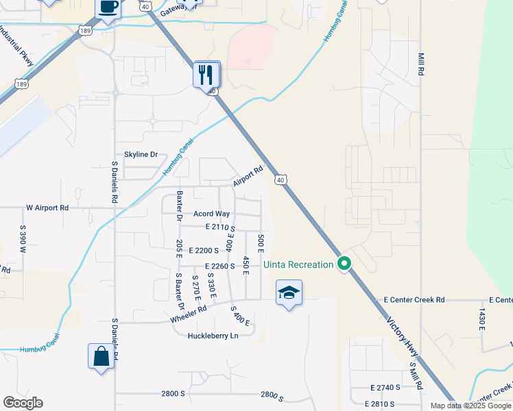 map of restaurants, bars, coffee shops, grocery stores, and more near 488 East 2010 South in Heber City