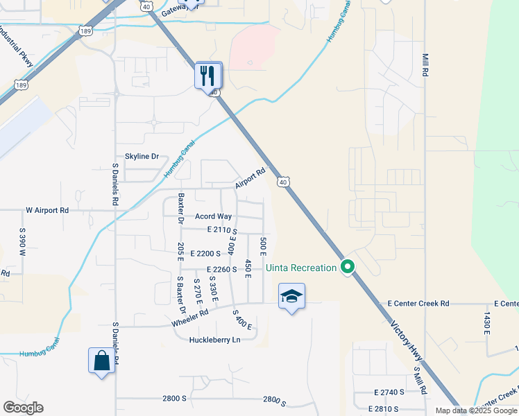map of restaurants, bars, coffee shops, grocery stores, and more near 488 East 2010 South in Heber City